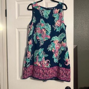 Lilly Pulitzer Navy rompe/dress with Pink and Green Floral Design